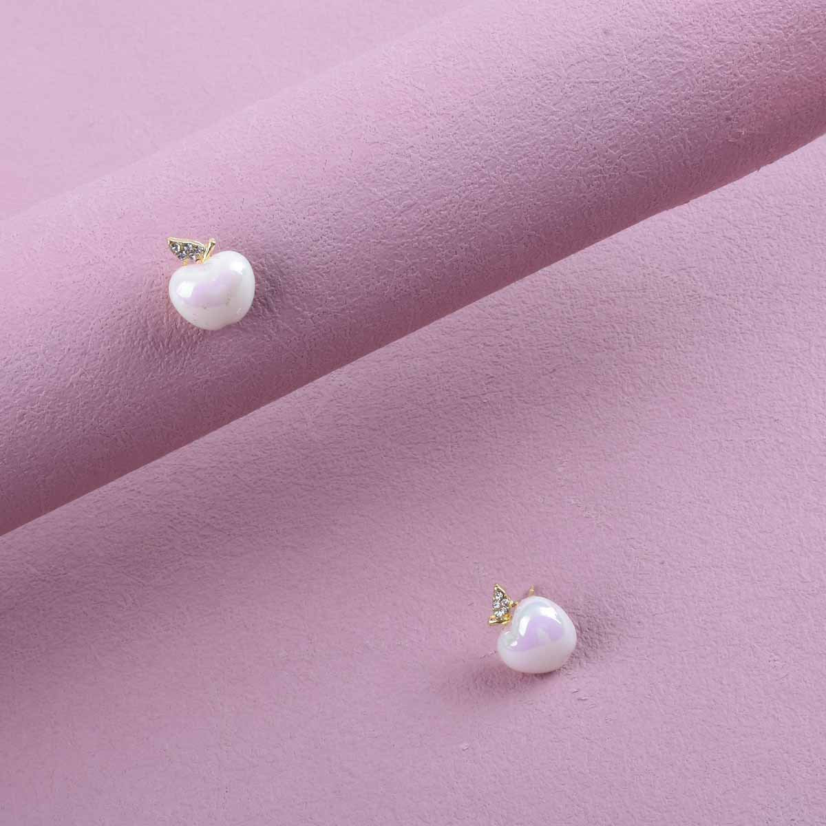 Apple Sweet Style White Alloy Earrings For Unisex, Elegant And Stylish Accessory