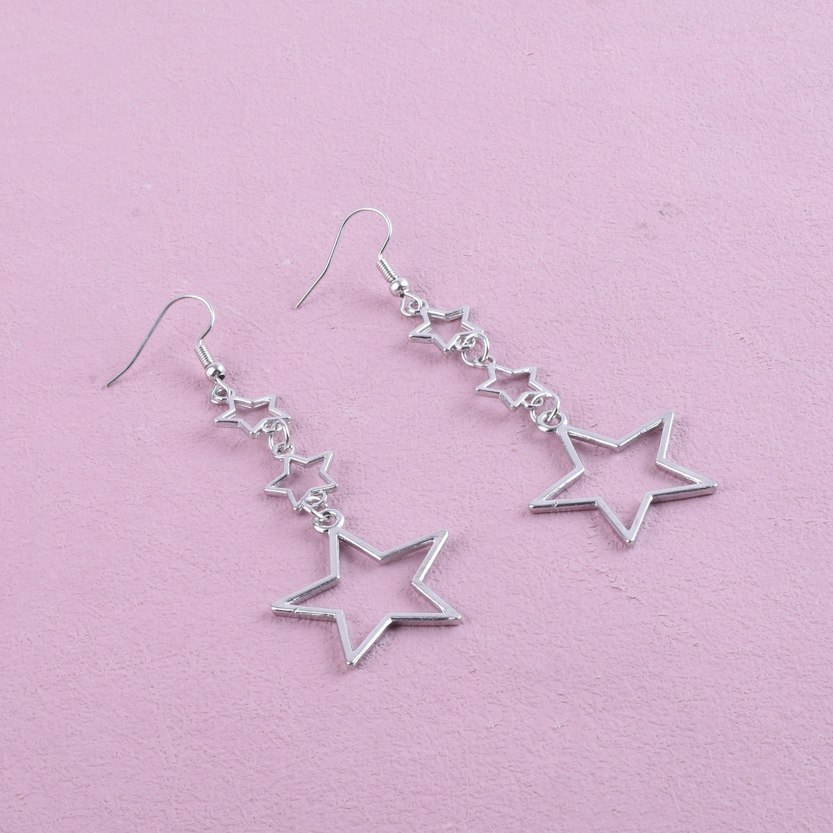 Sweet Silver Pentagram Earrings For Unisex, Electroplated Alloy Jewelry With Delicate Design