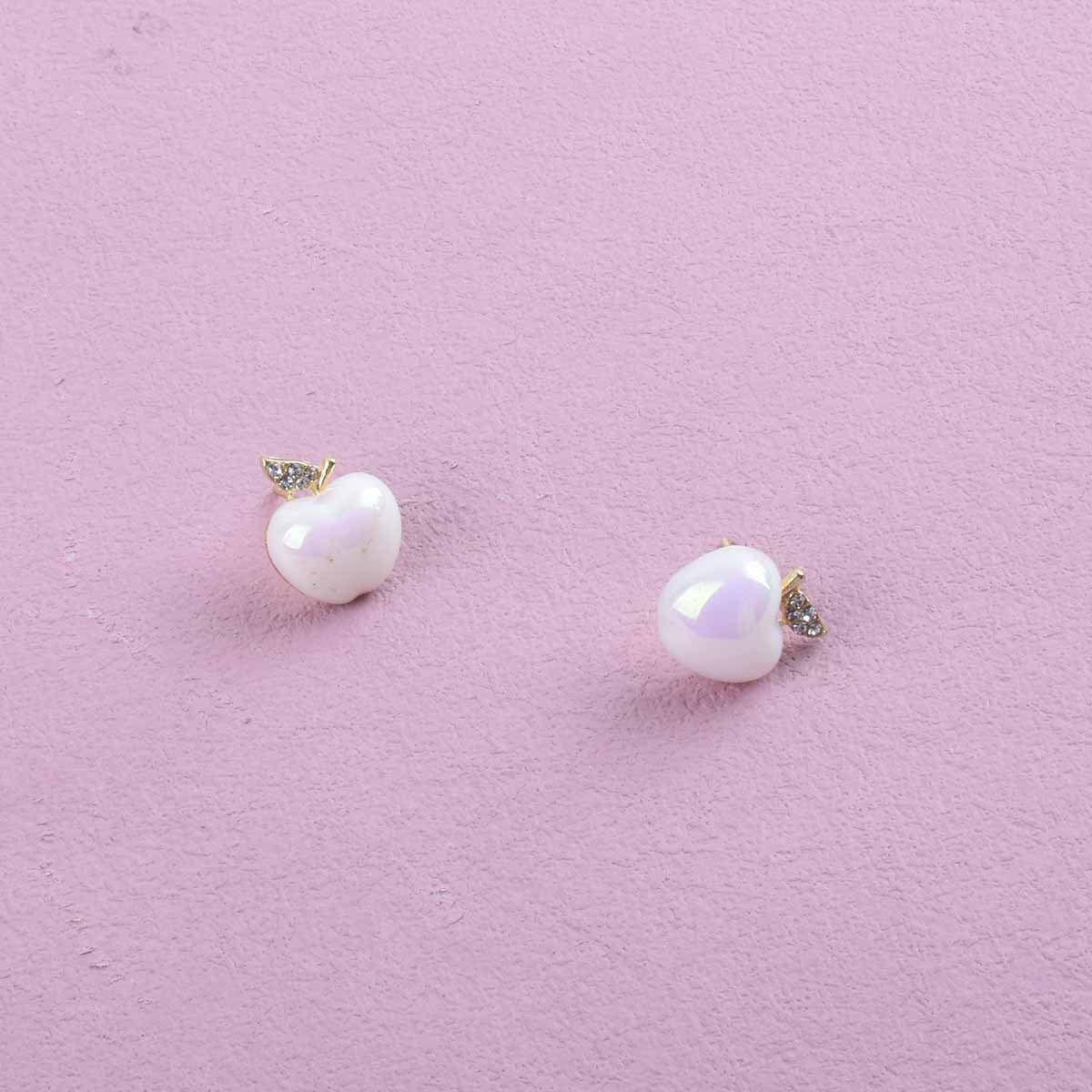 Apple Sweet Style White Alloy Earrings For Unisex, Elegant And Stylish Accessory