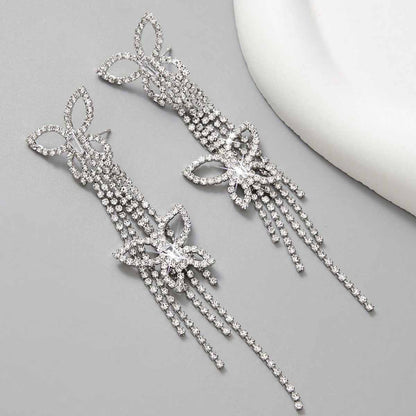 Exaggerated Butterfly Earrings For Unisex, Zinc Alloy With Electroplated Finish, 304 Stainless Steel Ear Pins Featuring Tassel Design