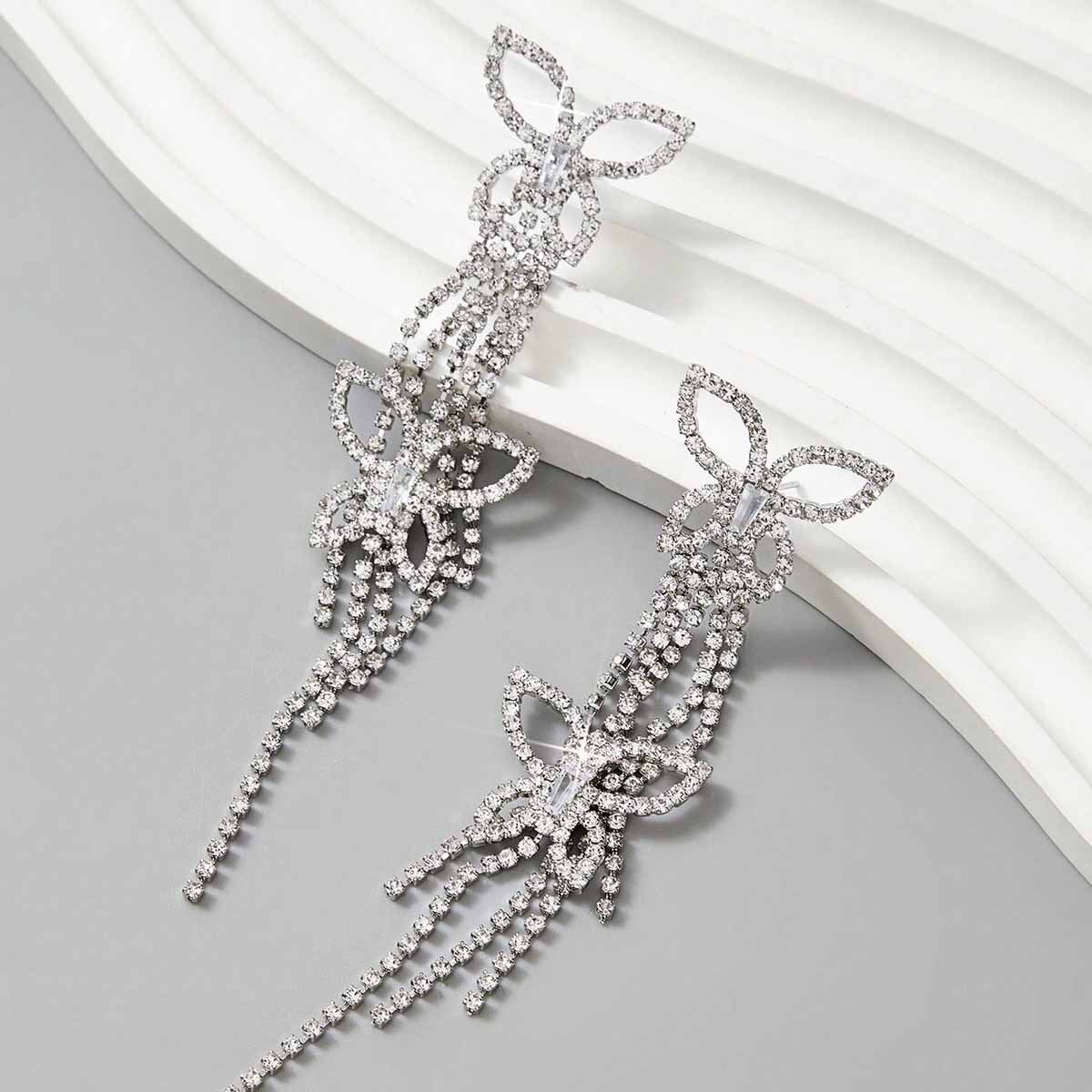 Exaggerated Butterfly Earrings For Unisex, Zinc Alloy With Electroplated Finish, 304 Stainless Steel Ear Pins Featuring Tassel Design