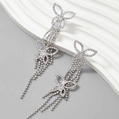 Exaggerated Butterfly Earrings For Unisex, Zinc Alloy With Electroplated Finish, 304 Stainless Steel Ear Pins Featuring Tassel Design