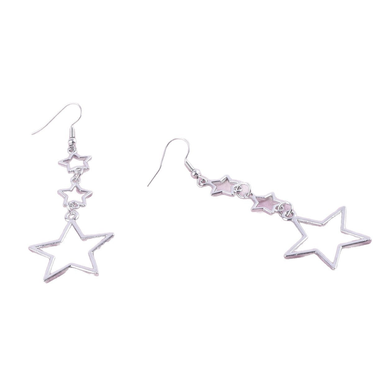 Sweet Silver Pentagram Earrings For Unisex, Electroplated Alloy Jewelry With Delicate Design