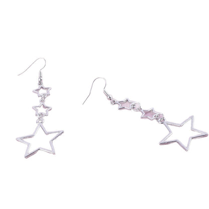 Sweet Silver Pentagram Earrings For Unisex, Electroplated Alloy Jewelry With Delicate Design