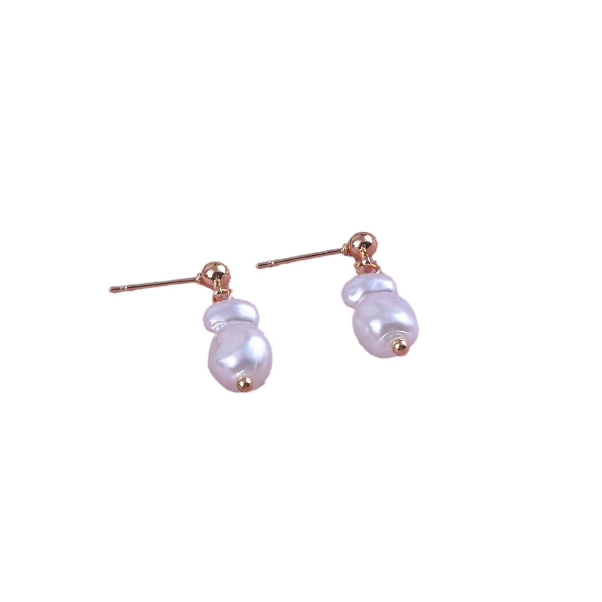 Sweet Geometric Clip Earrings In Electroplated Alloy With Artificial Pearl Inlay, Unisex Design