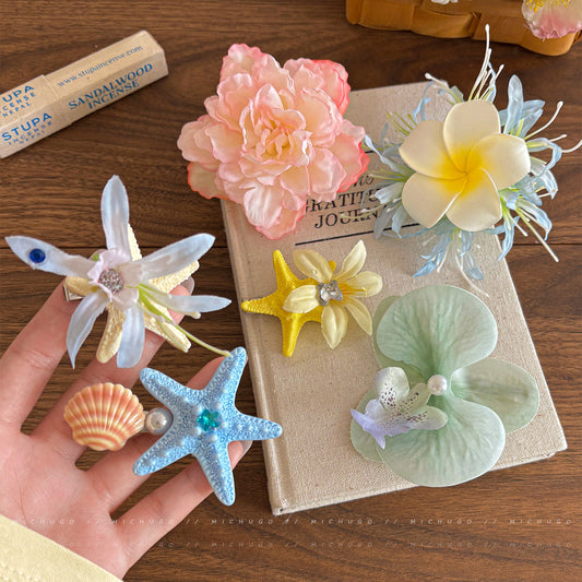 Sweet Multicolor Flowers Hairpin For Women In Metal, Perfect For Summer Hair Accessories