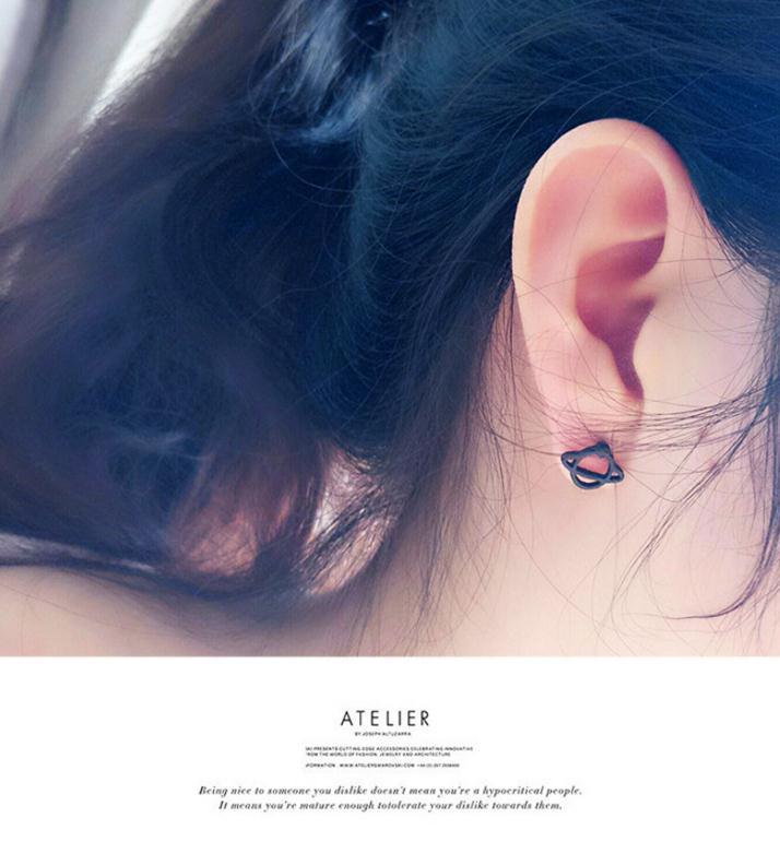 Asymmetrical Star Stud Earrings For Women In Alloy With Electroplated Finish