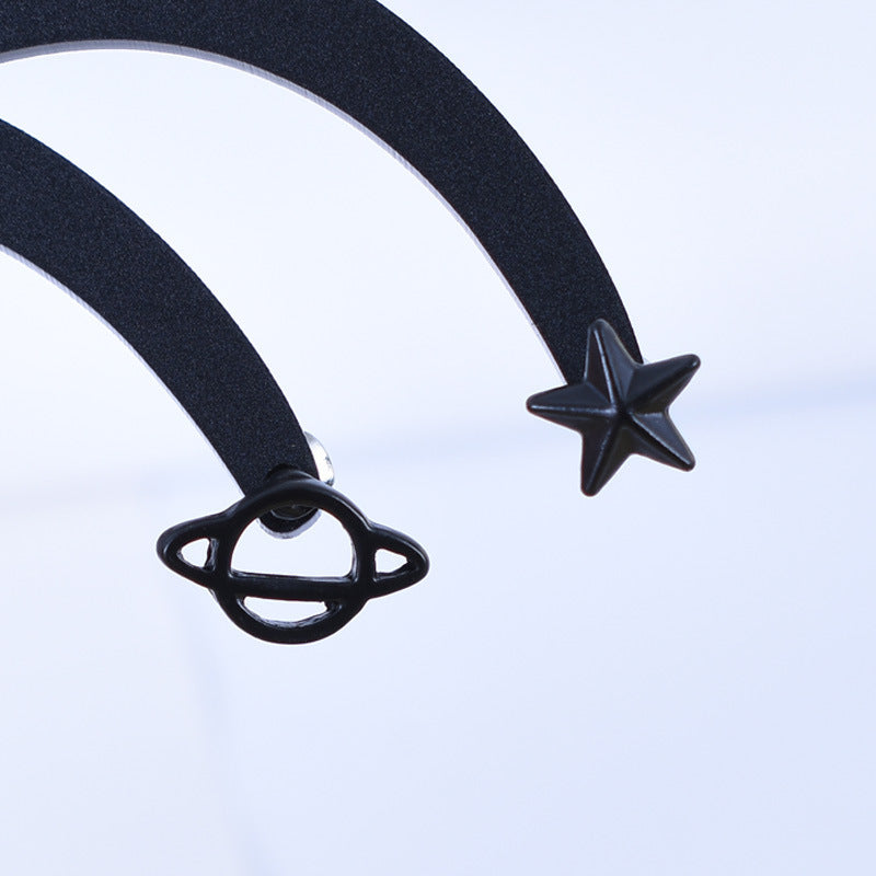 Asymmetrical Star Stud Earrings For Women In Alloy With Electroplated Finish
