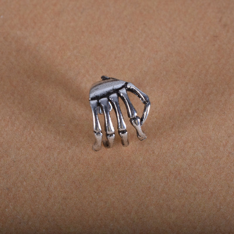 Punk Skull Stud Earrings In Antique Silver Plated Alloy With Electroplated Finish And 304 Stainless Steel Posts
