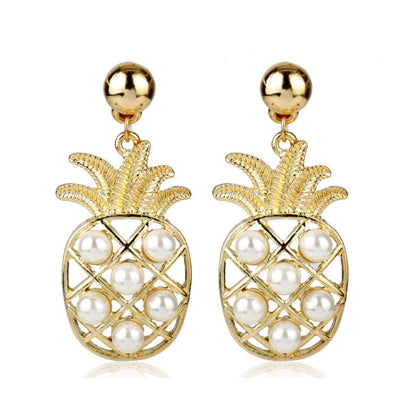 Pineapple Stud Earrings In Alloy Featuring Electroplated Finish With Alloy Ear Pins