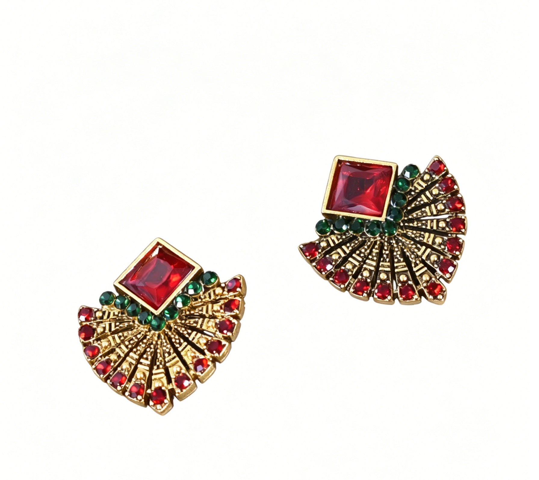 Bohemian Alloy Earrings With Crystal Inlay, Featuring 304 Stainless Steel Ear Pins In Red