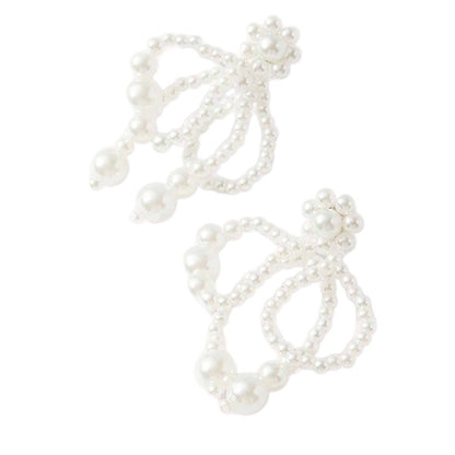 Retro Flowers Earrings With Zinc Alloy And 304 Stainless Steel Ear Pins Featuring Tassel Design And Artificial Pearl Inlay For Unisex