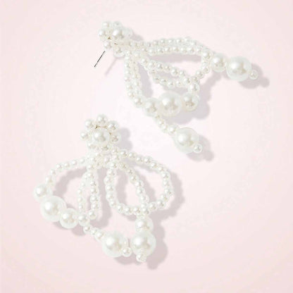 Retro Flowers Earrings With Zinc Alloy And 304 Stainless Steel Ear Pins Featuring Tassel Design And Artificial Pearl Inlay For Unisex