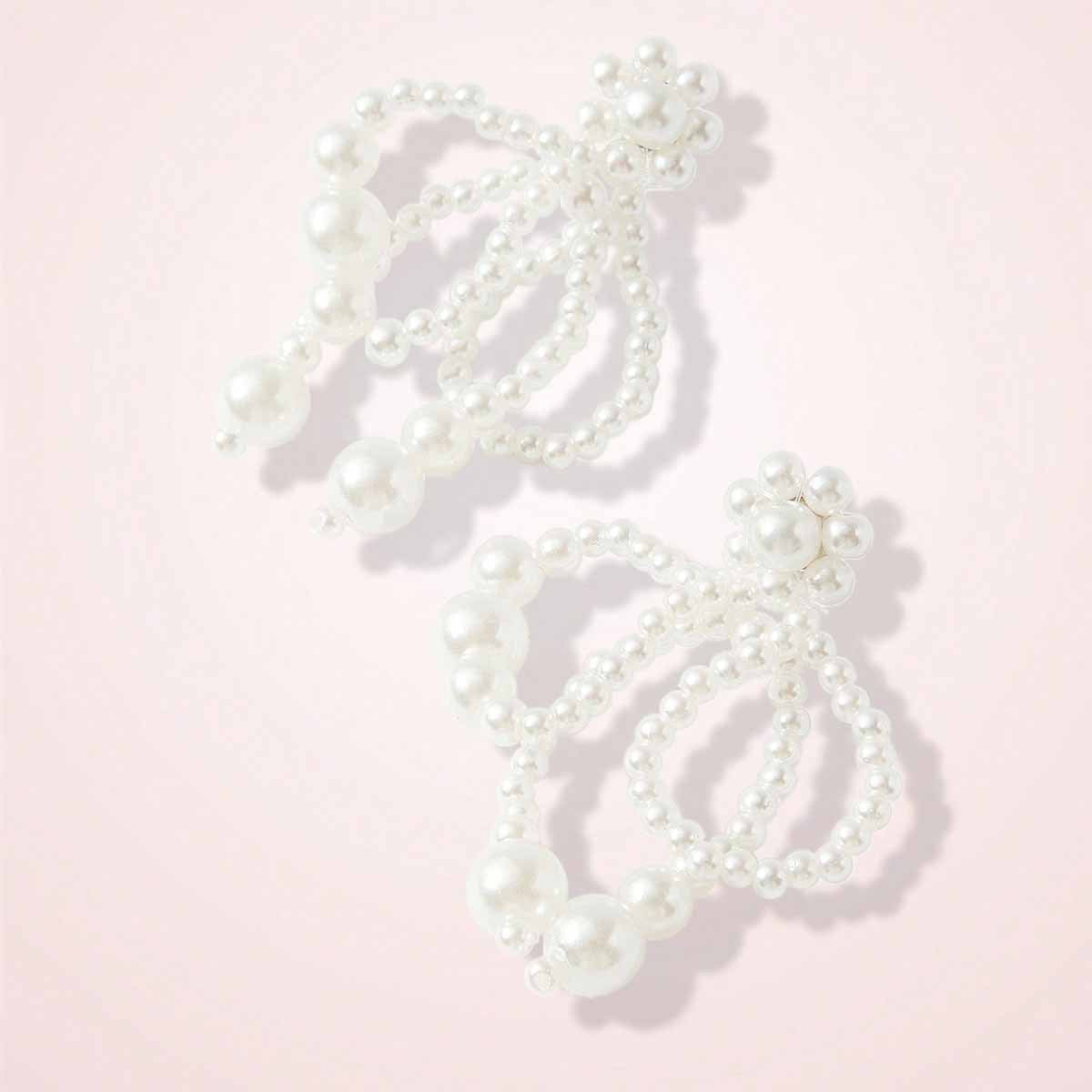 Retro Flowers Earrings With Zinc Alloy And 304 Stainless Steel Ear Pins Featuring Tassel Design And Artificial Pearl Inlay For Unisex