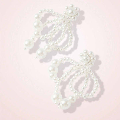 Retro Flowers Earrings With Zinc Alloy And 304 Stainless Steel Ear Pins Featuring Tassel Design And Artificial Pearl Inlay For Unisex