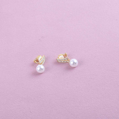 Geometric Sweet Clip Earrings For Unisex Featuring Zinc Alloy And 304 Stainless Steel With Rhinestone Inlay