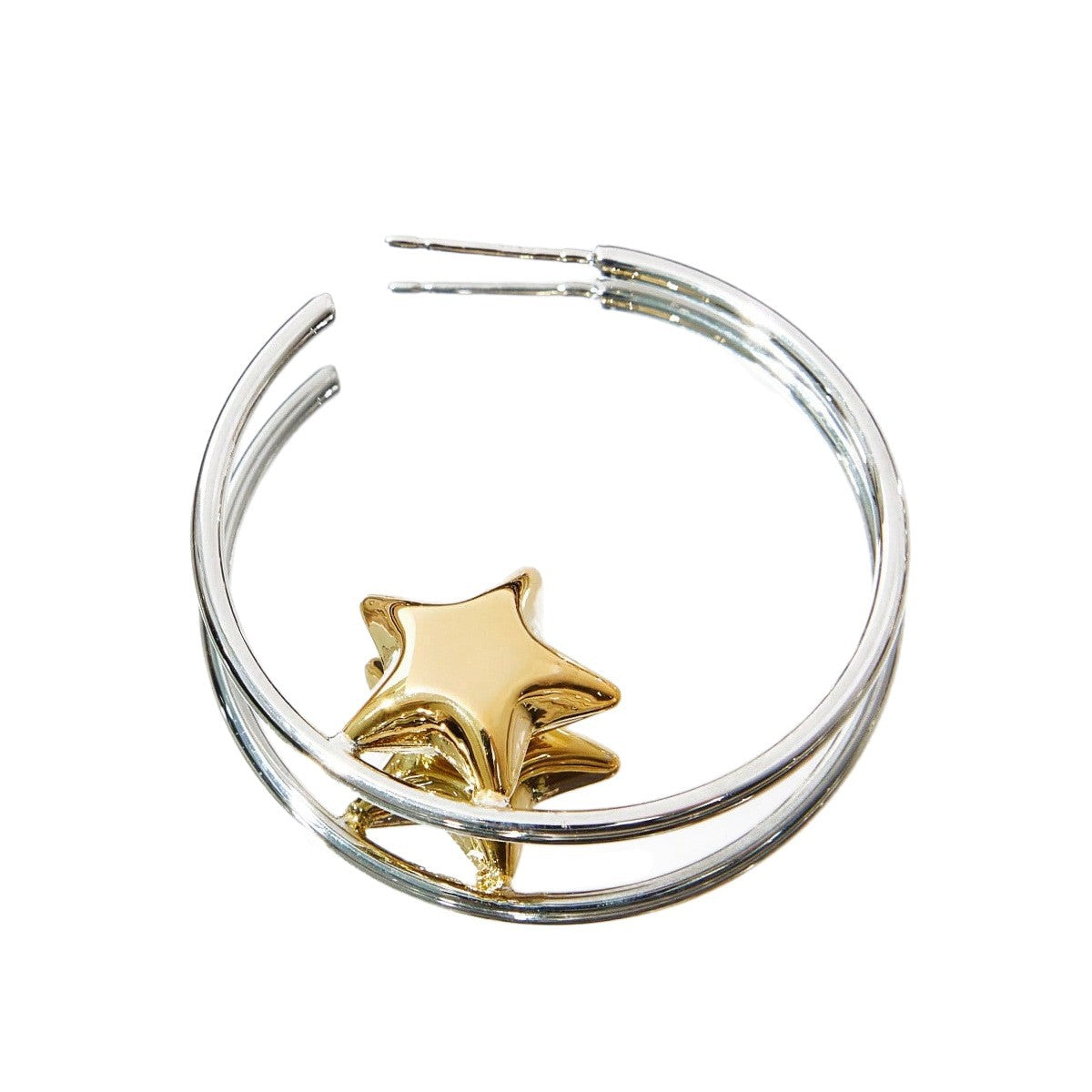 Simple Style Star Stud Earrings For Unisex, Zinc Alloy With Electroplated Finish And 304 Stainless Steel Ear Pins
