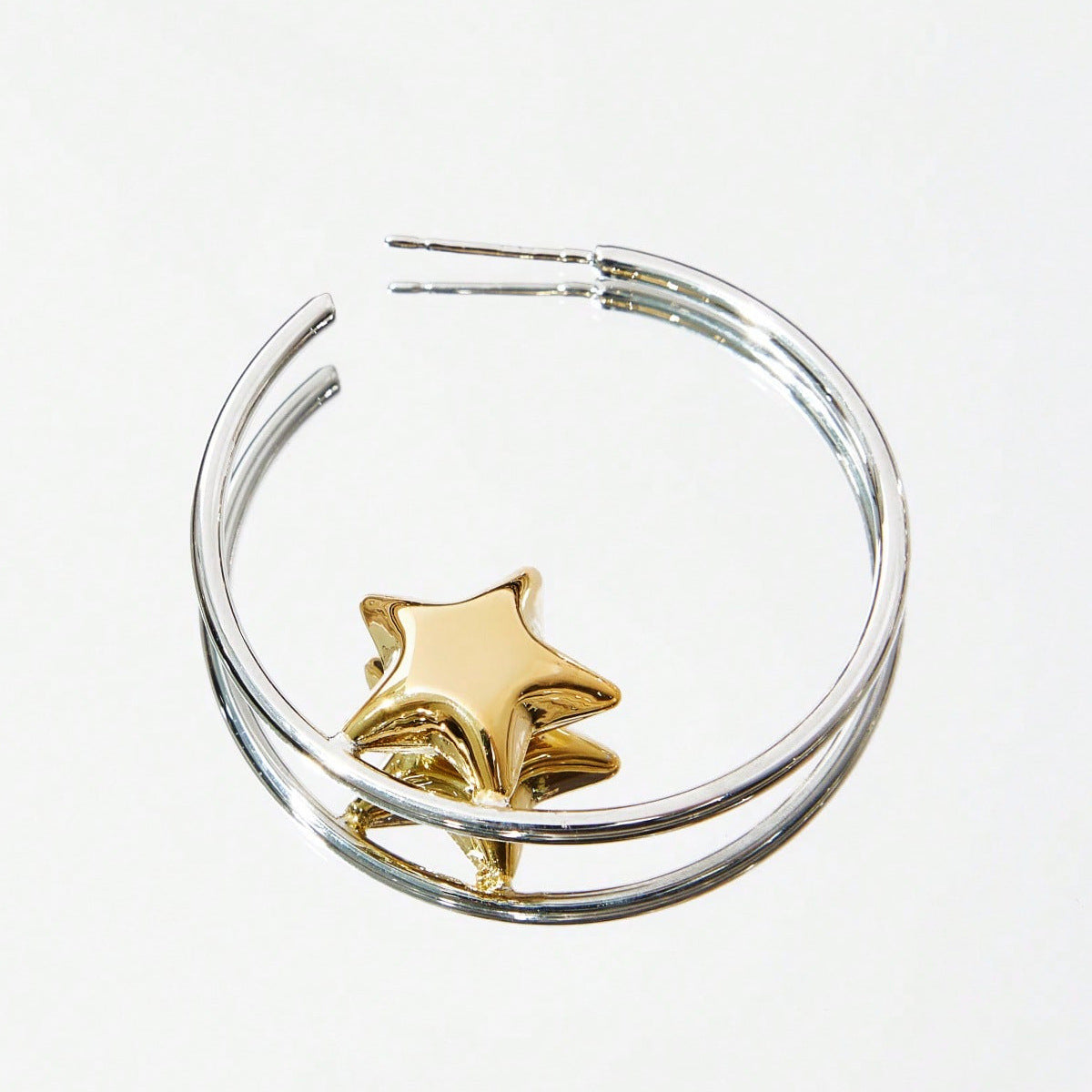 Simple Style Star Stud Earrings For Unisex, Zinc Alloy With Electroplated Finish And 304 Stainless Steel Ear Pins