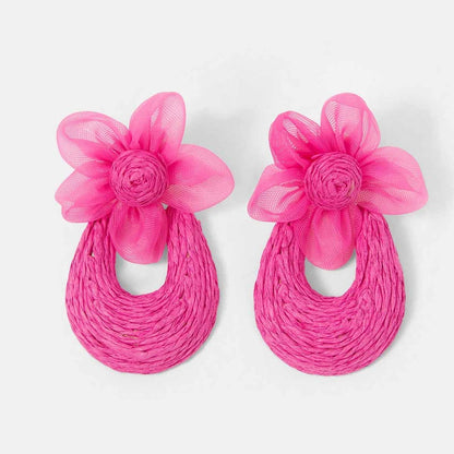 Sweet Rose Red Flowers Stud Earrings For Unisex Featuring Zinc Alloy And 304 Stainless Steel Posts
