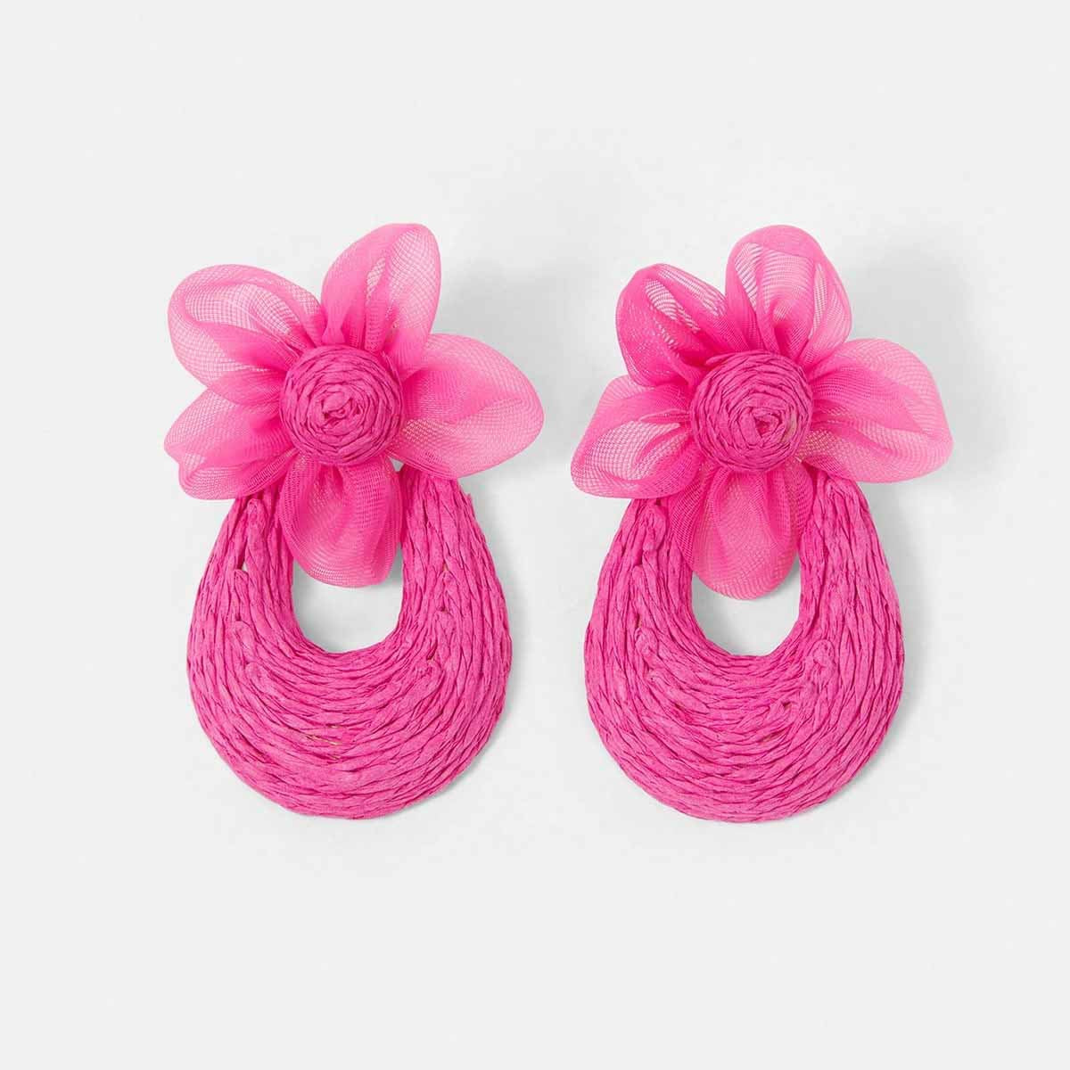 Sweet Rose Red Flowers Stud Earrings For Unisex Featuring Zinc Alloy And 304 Stainless Steel Posts