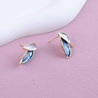 Simple Style Leaves Earrings For Unisex, Made Of Zinc Alloy With Electroplated Finish And 304 Stainless Steel Ear Pins