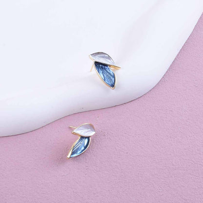 Simple Style Leaves Earrings For Unisex, Made Of Zinc Alloy With Electroplated Finish And 304 Stainless Steel Ear Pins
