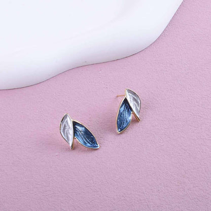 Simple Style Leaves Earrings For Unisex, Made Of Zinc Alloy With Electroplated Finish And 304 Stainless Steel Ear Pins