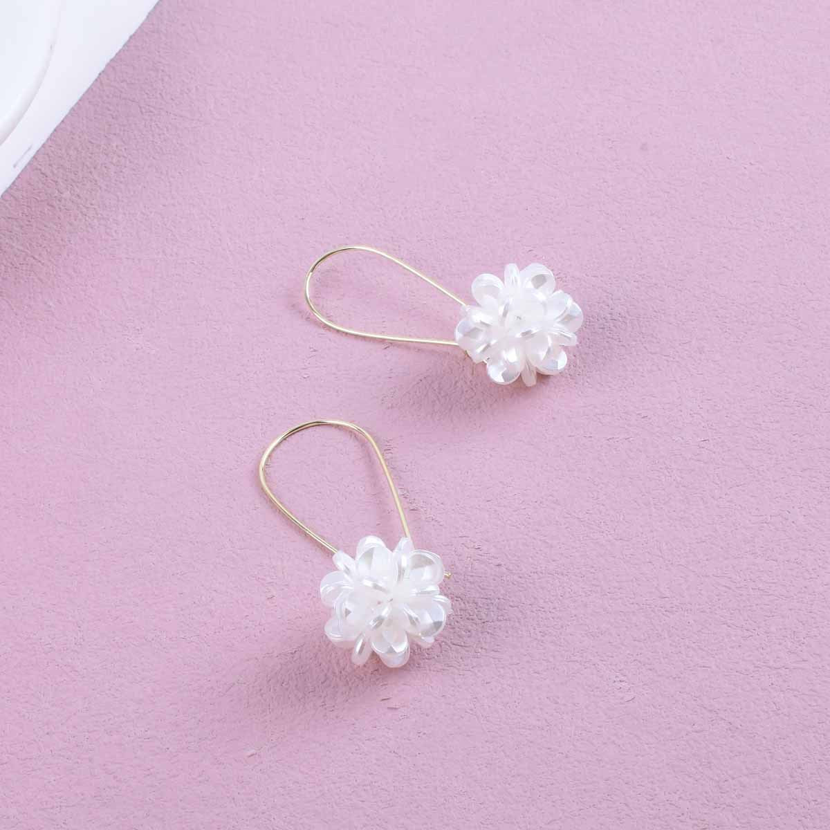 Flowers Earrings In Gold With Electroplated Alloy, Unisex Design