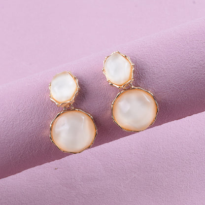 Sweet Asymmetrical Round Earrings In Alloy With Electroplated Finish, Unisex Design