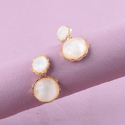 Sweet Asymmetrical Round Earrings In Alloy With Electroplated Finish, Unisex Design