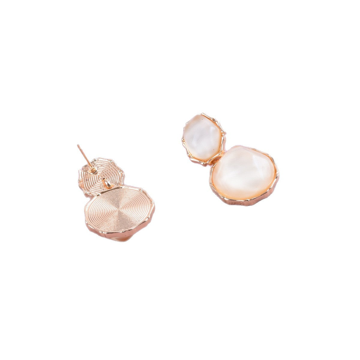 Sweet Asymmetrical Round Earrings In Alloy With Electroplated Finish, Unisex Design