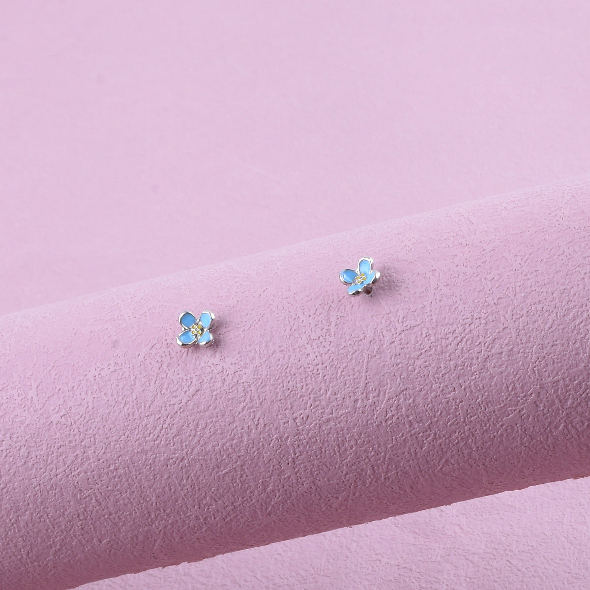 Sweet Blue Flower Earrings For Unisex, Electroplated Alloy Jewelry With Delicate Design