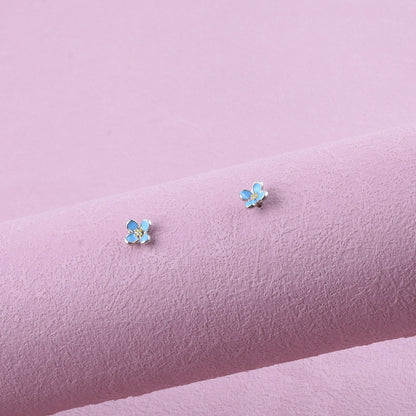 Sweet Blue Flower Earrings For Unisex, Electroplated Alloy Jewelry With Delicate Design