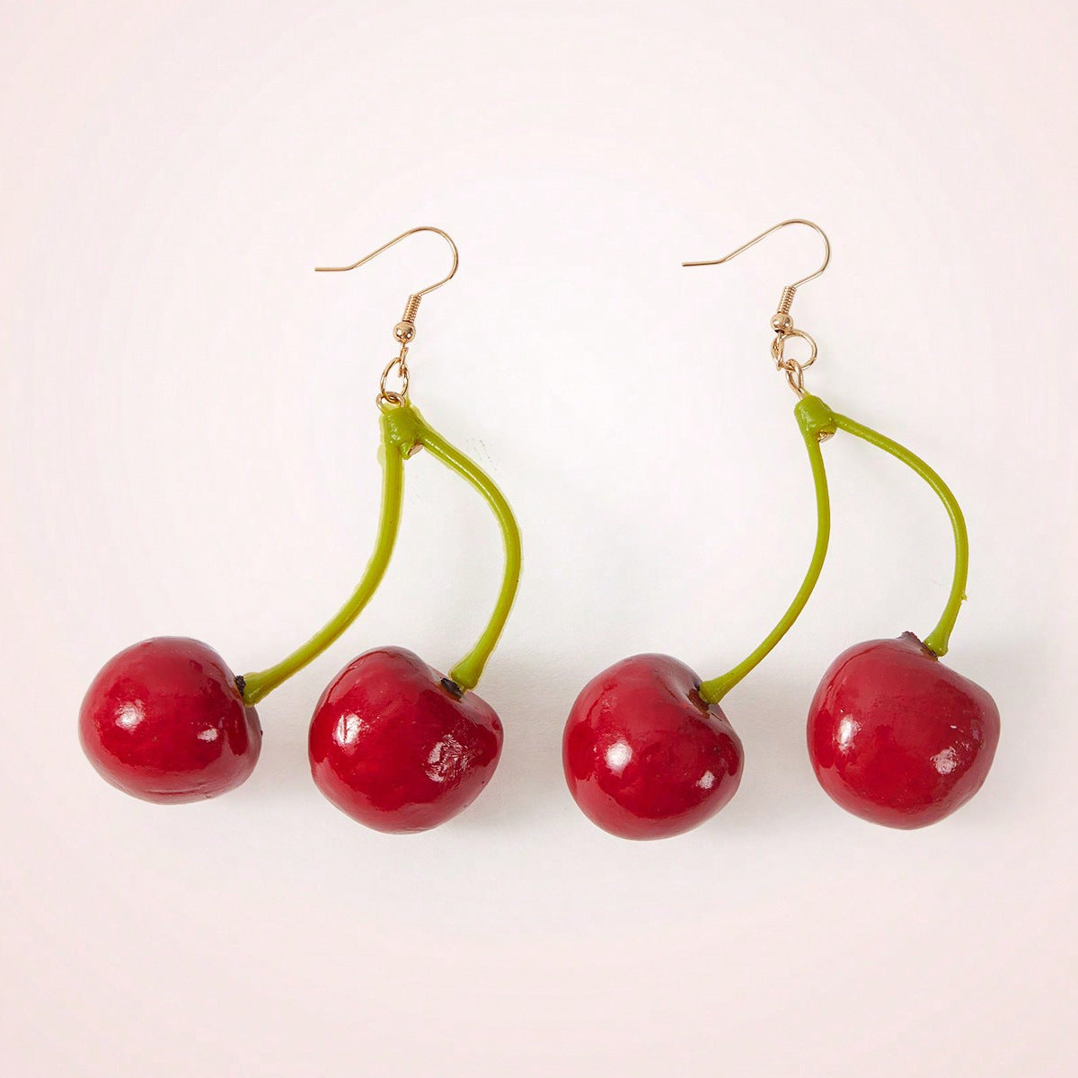 Sweet Cherry Red Alloy Earrings With Electroplated Finish, Unisex Design