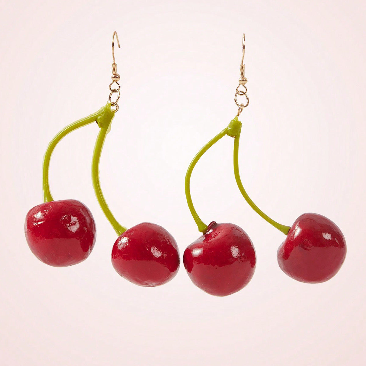 Sweet Cherry Red Alloy Earrings With Electroplated Finish, Unisex Design