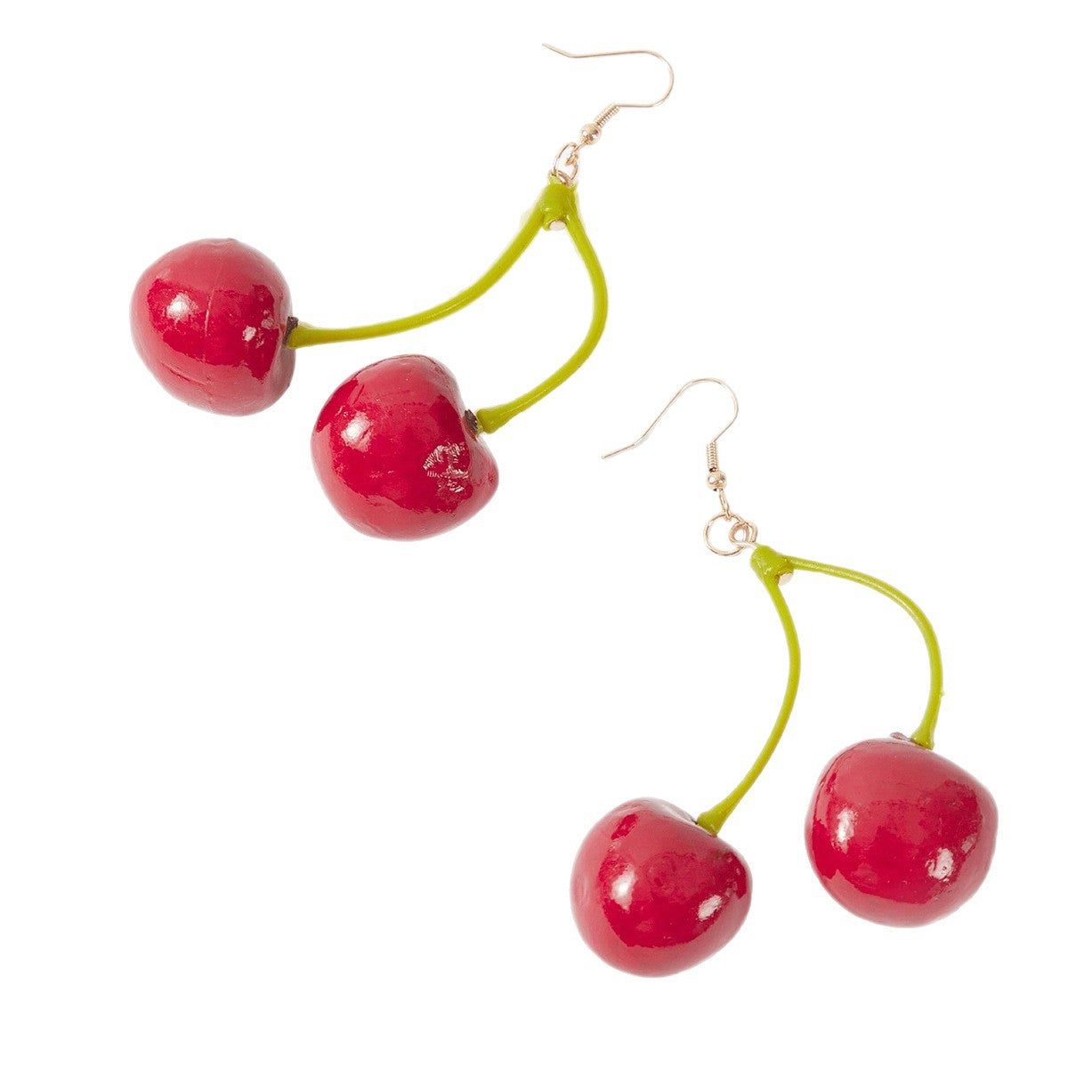 Sweet Cherry Red Alloy Earrings With Electroplated Finish, Unisex Design
