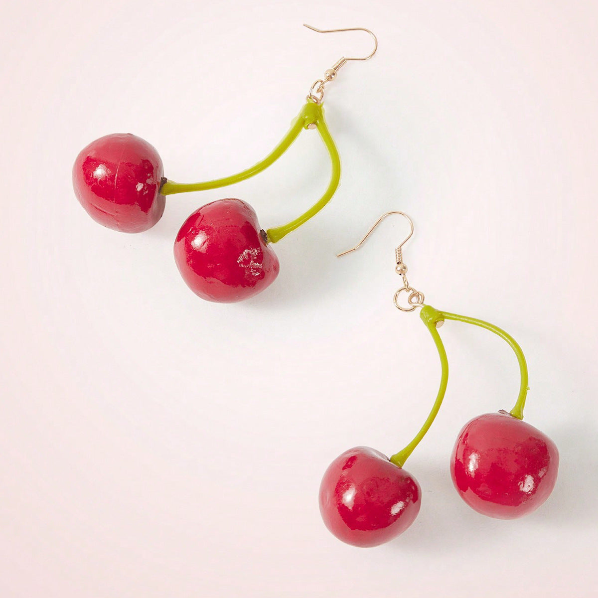 Sweet Cherry Red Alloy Earrings With Electroplated Finish, Unisex Design
