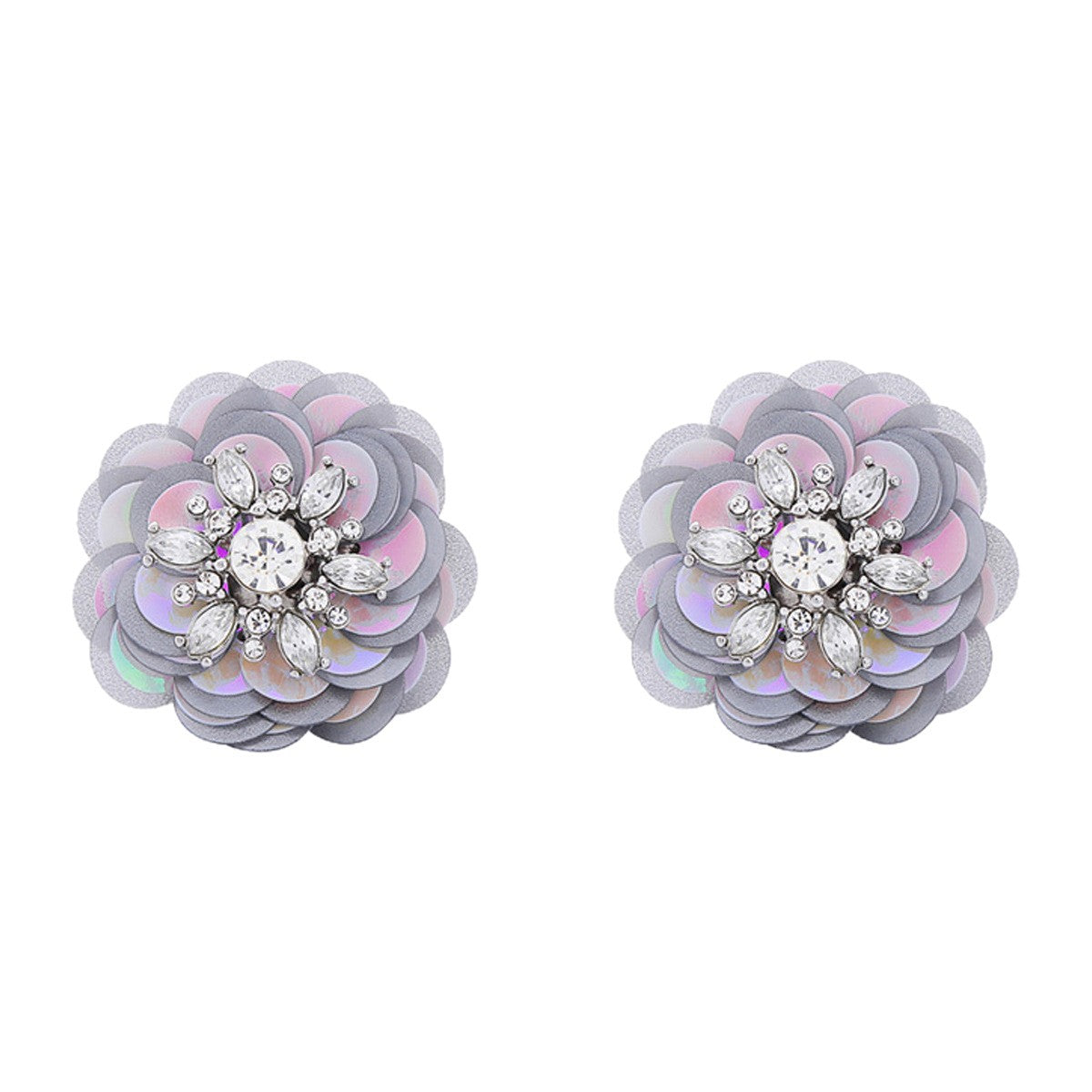 Silver Zinc Alloy Flowers Stud Earrings For Unisex Featuring Sweet Style