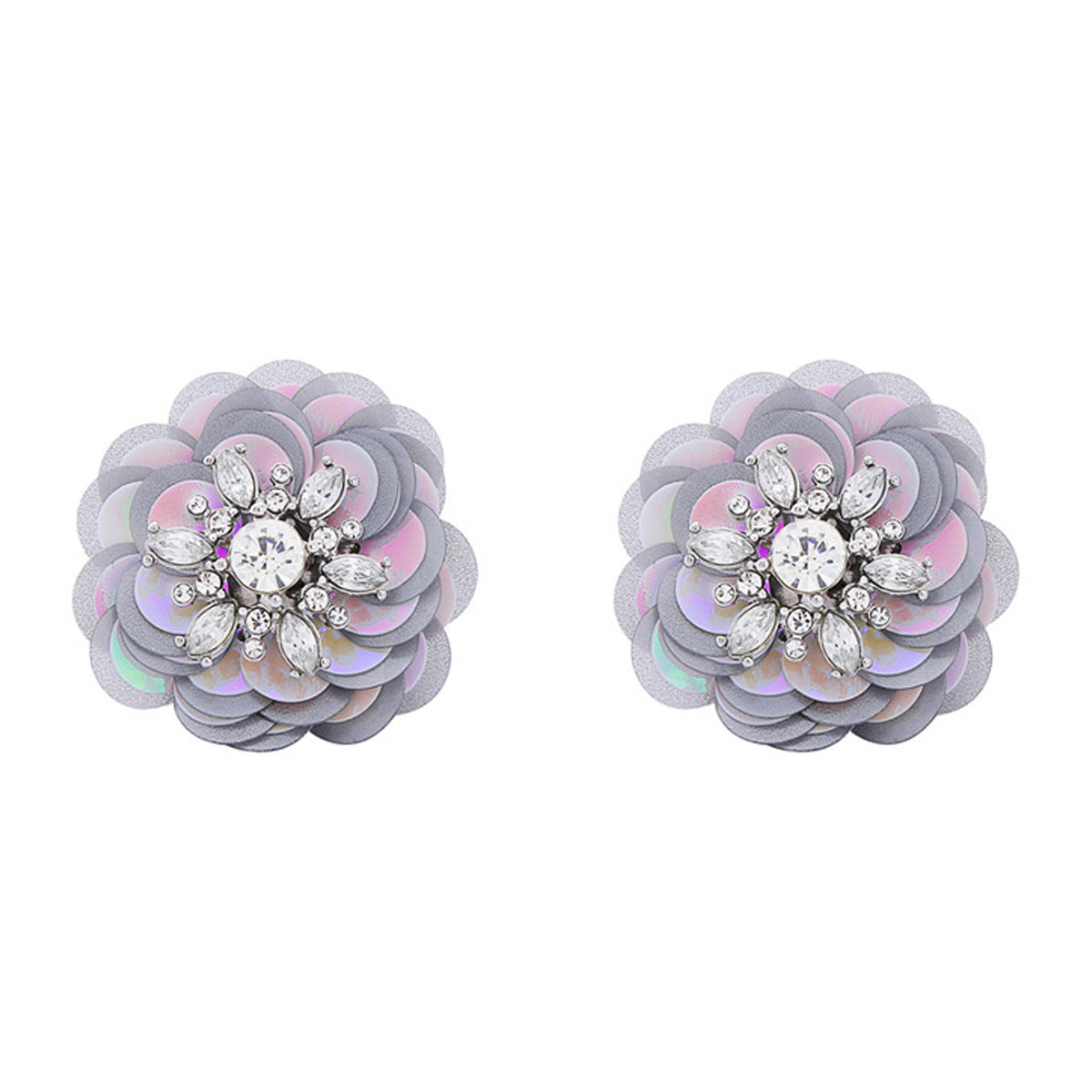 Silver Zinc Alloy Flowers Stud Earrings For Unisex Featuring Sweet Style