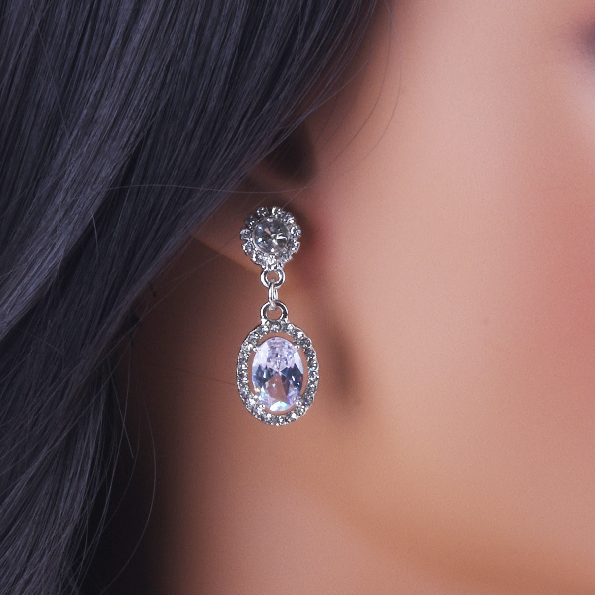 Sweet Round Silver Alloy Earrings With Electroplated Finish, Unisex Design