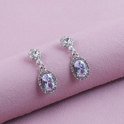 Sweet Round Silver Alloy Earrings With Electroplated Finish, Unisex Design