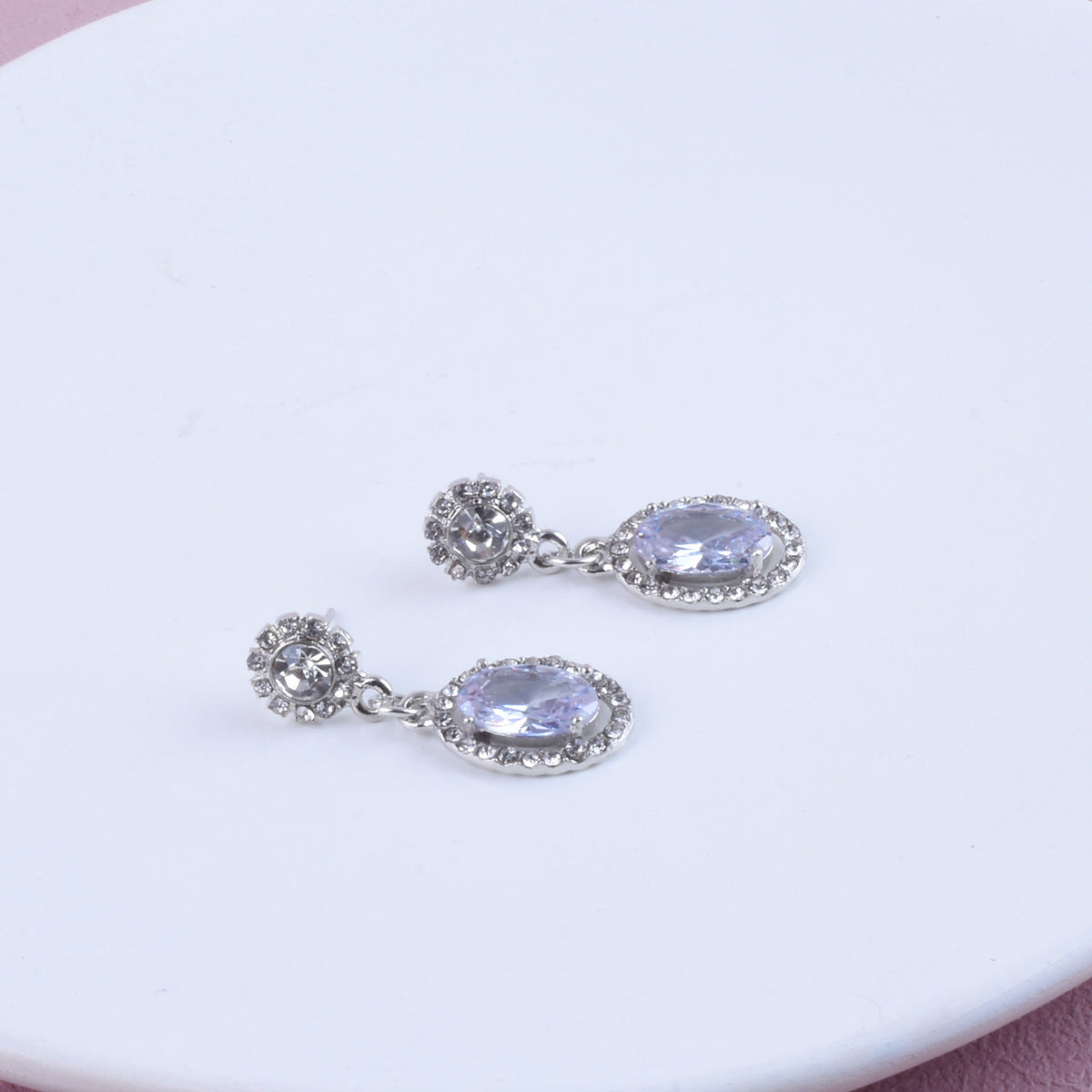 Sweet Round Silver Alloy Earrings With Electroplated Finish, Unisex Design