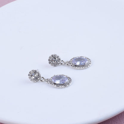 Sweet Round Silver Alloy Earrings With Electroplated Finish, Unisex Design