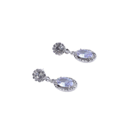 Sweet Round Silver Alloy Earrings With Electroplated Finish, Unisex Design