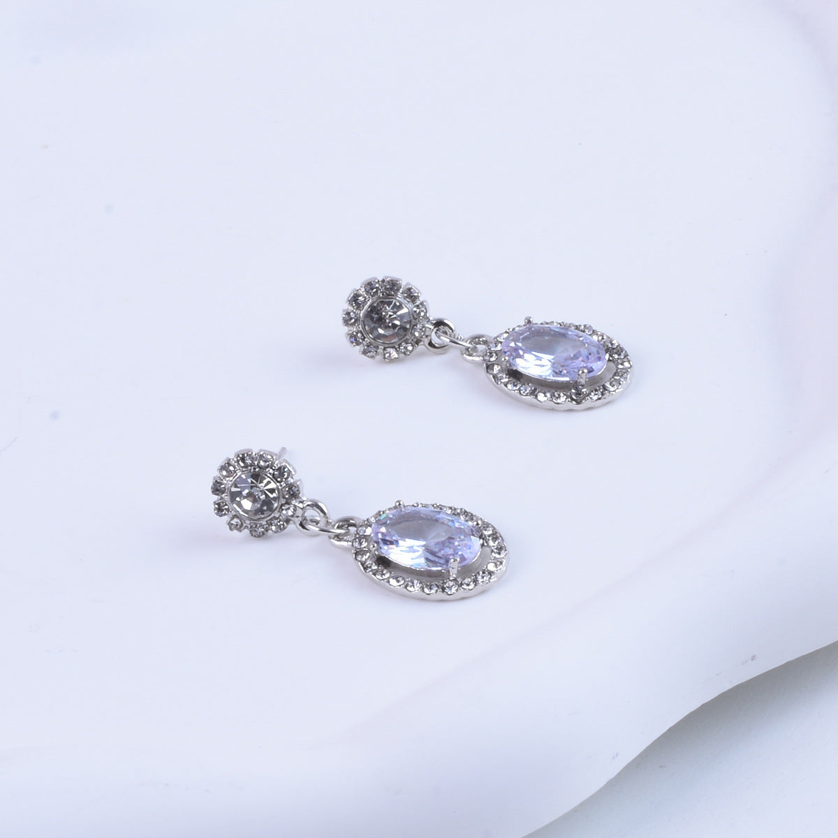 Sweet Round Silver Alloy Earrings With Electroplated Finish, Unisex Design