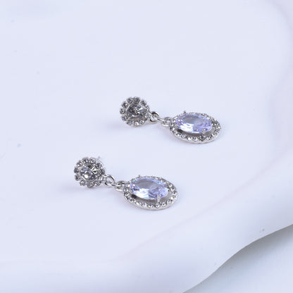 Sweet Round Silver Alloy Earrings With Electroplated Finish, Unisex Design