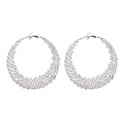 Sweet Moon Earrings For Unisex, Alloy Material With Rhinestones, Electroplated Finish And 304 Stainless Steel Ear Pins
