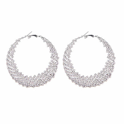Sweet Moon Earrings For Unisex, Alloy Material With Rhinestones, Electroplated Finish And 304 Stainless Steel Ear Pins