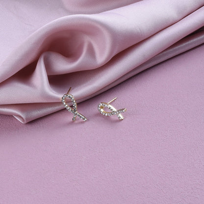 Geometric Gold Stud Earrings In Simple Style, Electroplated Alloy With Rhinestones, Unisex Design