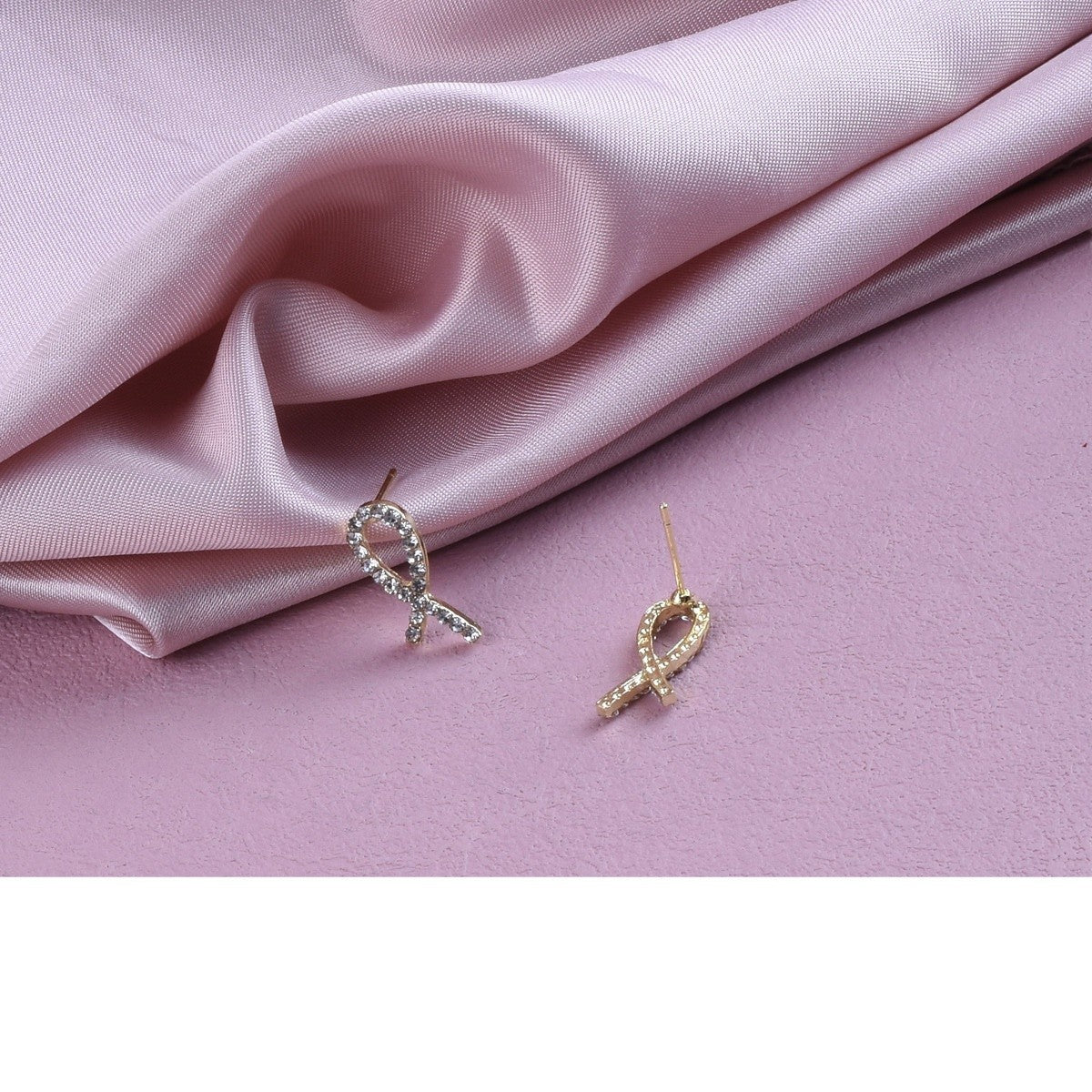 Geometric Gold Stud Earrings In Simple Style, Electroplated Alloy With Rhinestones, Unisex Design
